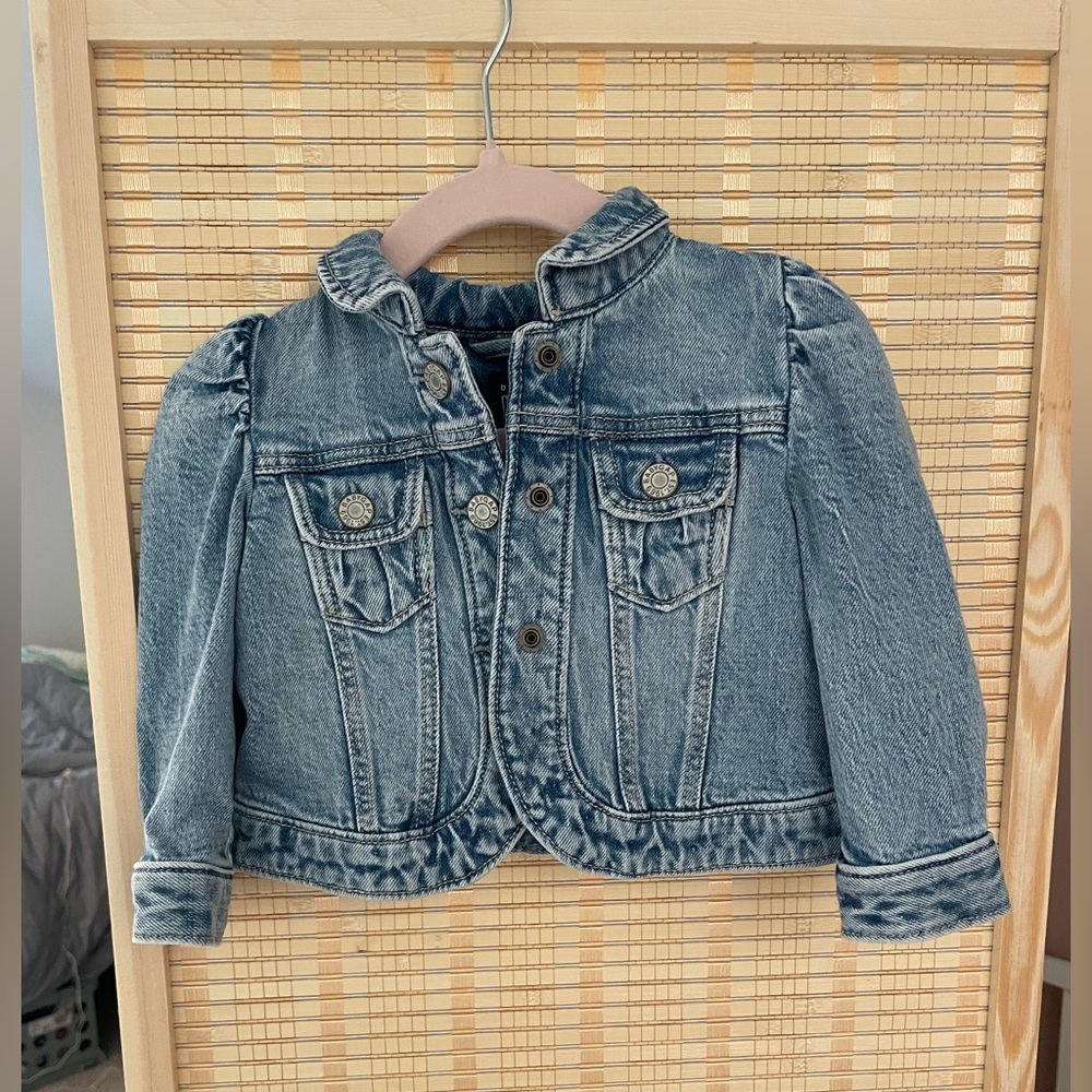 Baby Organic Cotton Puff Denim Jacket with Washwell, 6-12 months, Jean jacket